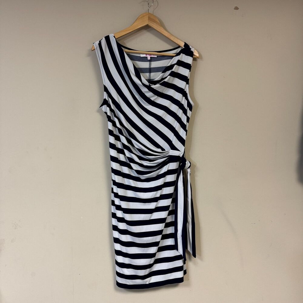 Striped Dress Women's 16 Navy White Sleeveless Stretch Spring Summer Nautical